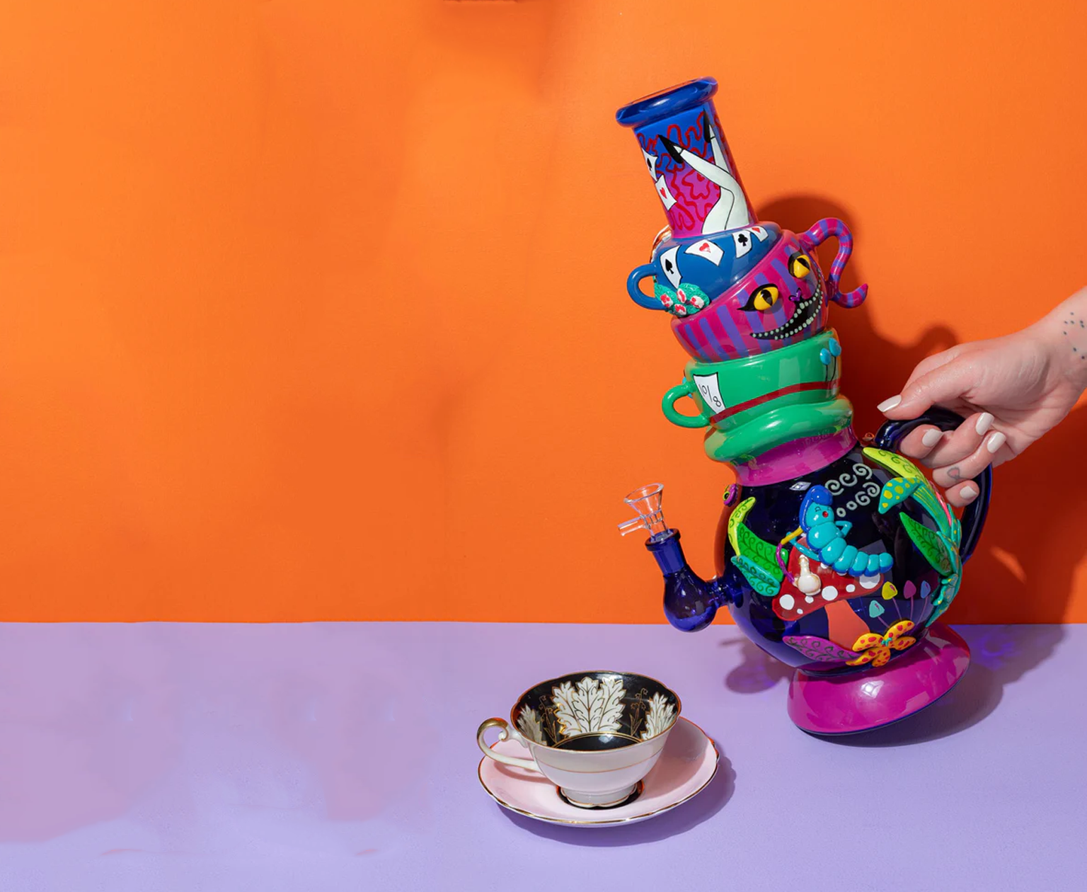 Tea Party Bong Whimsical Wonderland Glass Tower