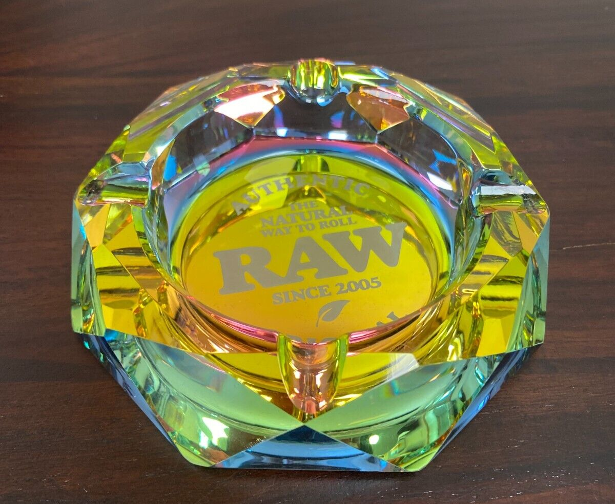 RAW Rainbow Glass Ashtray That Shines Like a Trophy
