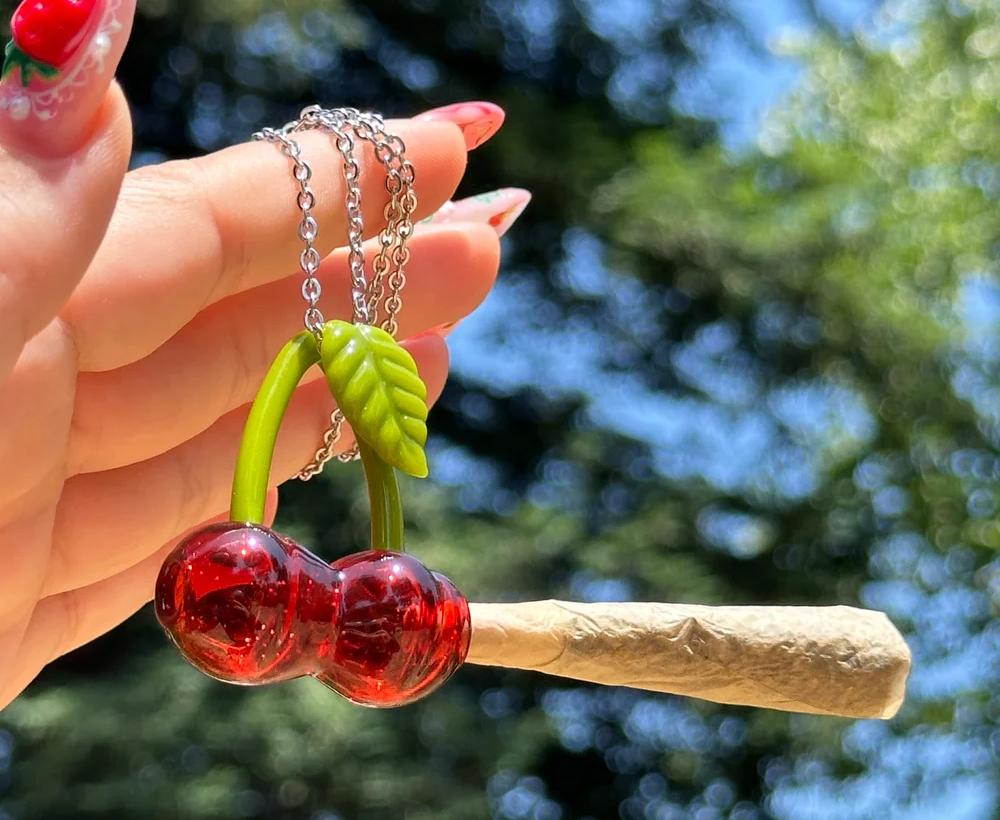 Cherry on Top of Every Sesh with This Glass Joint Holder Pendant by Anthea
