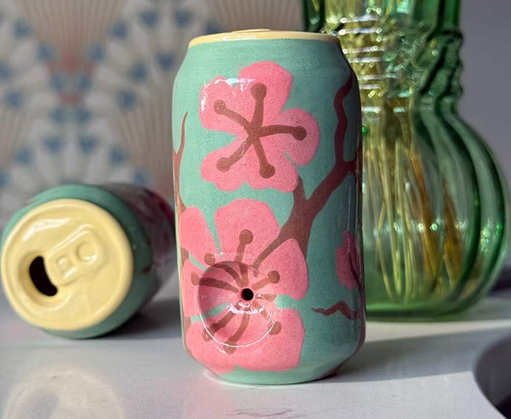 Sip in Style with the Green Tea Can Ceramic Pipe by Cutie Pipe